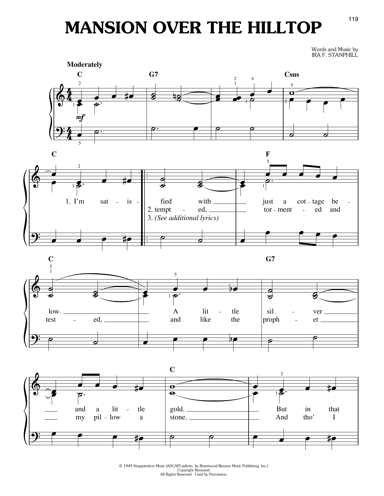 Elvis Presley Mansion Over The Hilltop Sheet Music Notes & Chords for Easy Piano - Download or Print PDF