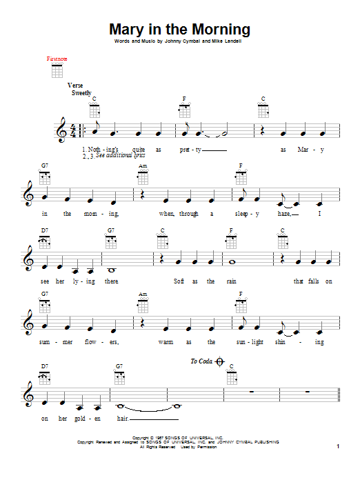 Elvis Presley Mary In The Morning Sheet Music Notes & Chords for Ukulele - Download or Print PDF