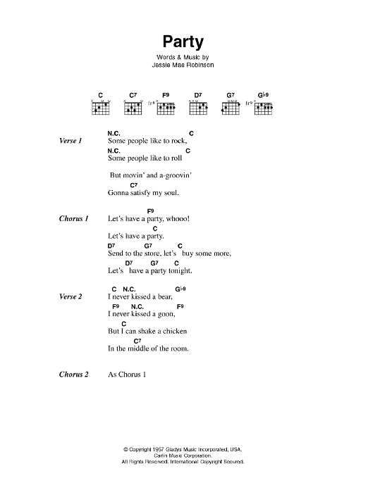 Elvis Presley Party Sheet Music Notes & Chords for Lyrics & Chords - Download or Print PDF