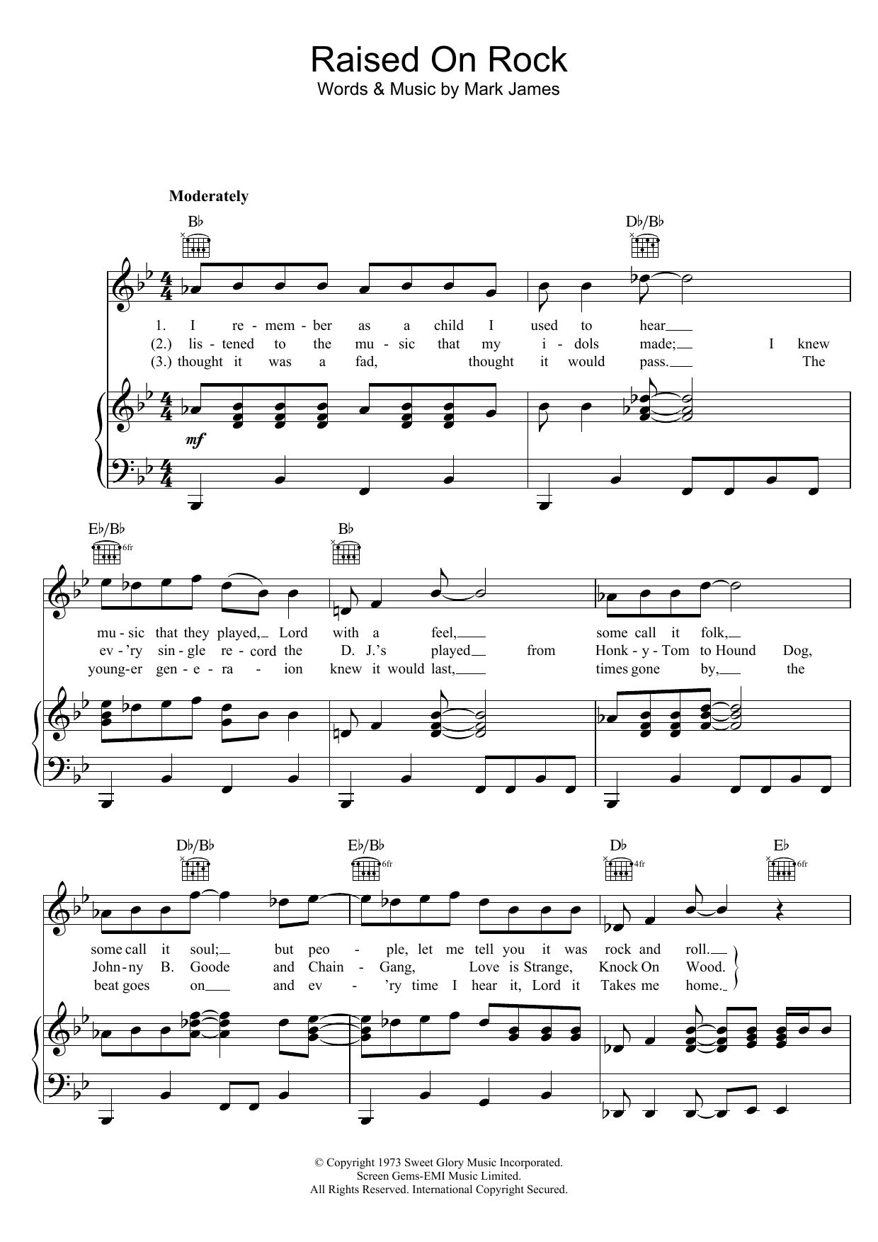 Elvis Presley Raised On Rock Sheet Music Notes & Chords for Piano, Vocal & Guitar (Right-Hand Melody) - Download or Print PDF