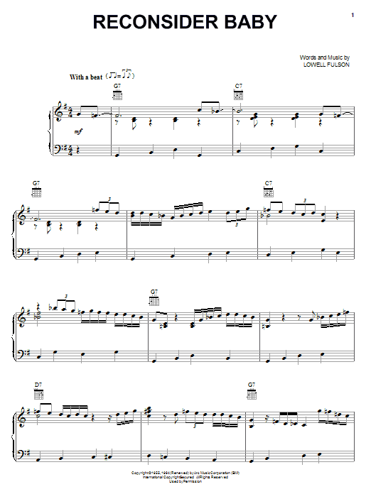 Elvis Presley Reconsider Baby Sheet Music Notes & Chords for Real Book – Melody, Lyrics & Chords - Download or Print PDF
