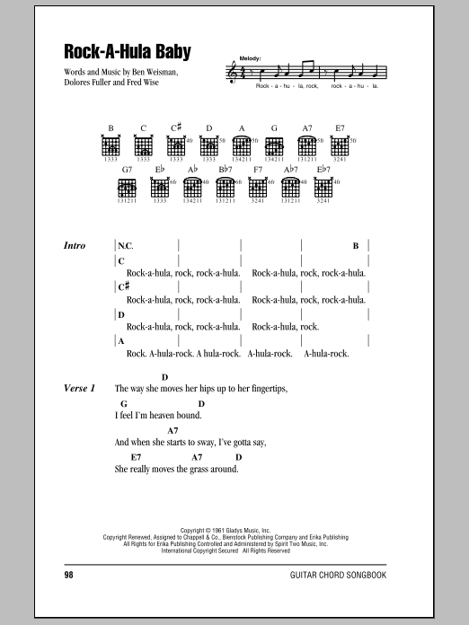Elvis Presley Rock-A-Hula Baby Sheet Music Notes & Chords for Lyrics & Chords - Download or Print PDF