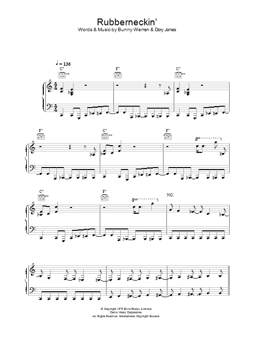Elvis Presley Rubberneckin' Sheet Music Notes & Chords for Lyrics & Chords - Download or Print PDF