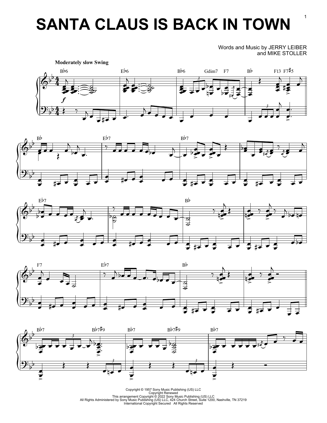 Elvis Presley Santa Claus Is Back In Town (arr. Brent Edstrom) Sheet Music Notes & Chords for Piano Solo - Download or Print PDF