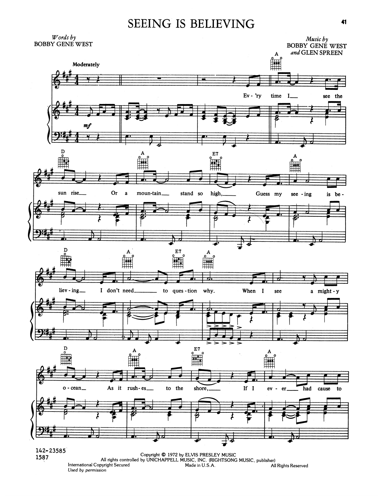 Elvis Presley Seeing Is Believing Sheet Music Notes & Chords for Piano, Vocal & Guitar Chords (Right-Hand Melody) - Download or Print PDF Elvis Presley Seeing Is Believing Sheet Music Notes & Chords for Piano, Vocal & Guitar Chords (Right-Hand Melody) - Download or Print PDF