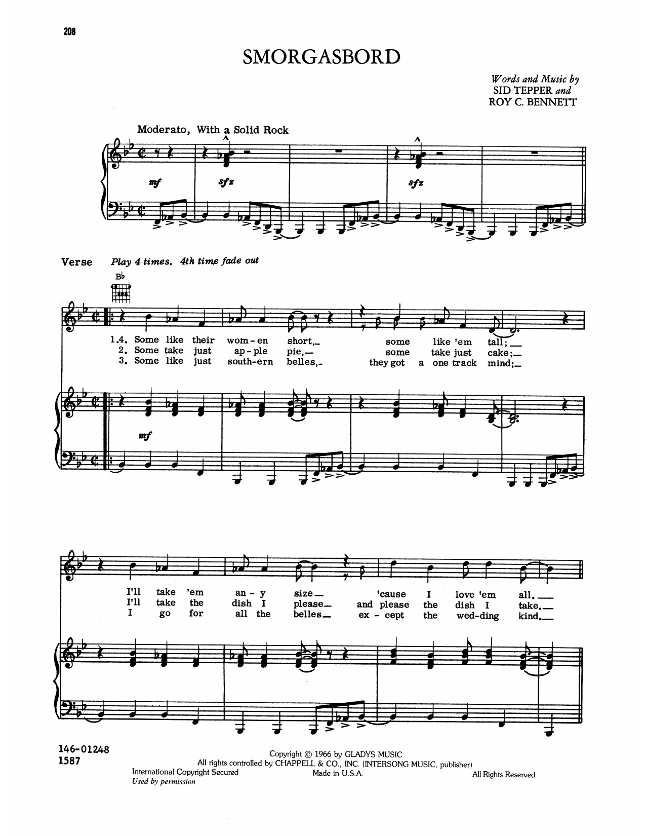 Elvis Presley Smorgasbord Sheet Music Notes & Chords for Piano, Vocal & Guitar Chords (Right-Hand Melody) - Download or Print PDF Elvis Presley Smorgasbord Sheet Music Notes & Chords for Piano, Vocal & Guitar Chords (Right-Hand Melody) - Download or Print PDF