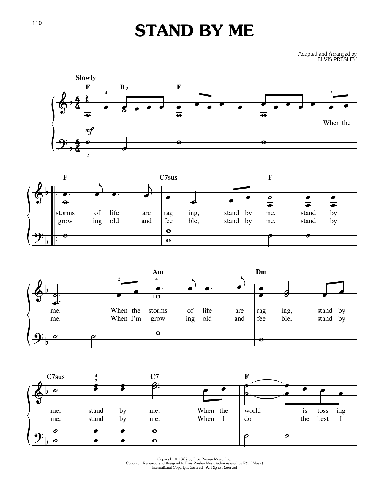 Elvis Presley Stand By Me Sheet Music Notes & Chords for Easy Piano - Download or Print PDF