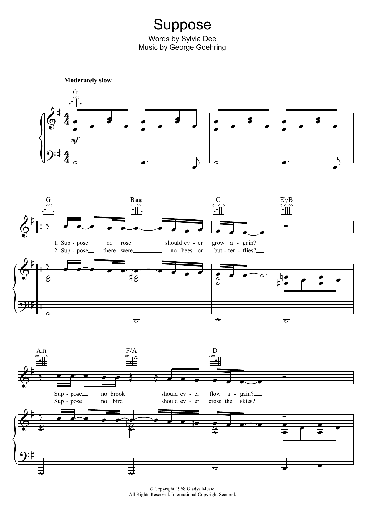 Elvis Presley Suppose Sheet Music Notes & Chords for Piano, Vocal & Guitar Chords (Right-Hand Melody) - Download or Print PDF