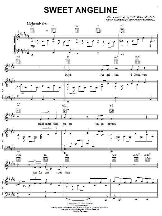 Elvis Presley Sweet Angeline Sheet Music Notes & Chords for Piano, Vocal & Guitar (Right-Hand Melody) - Download or Print PDF