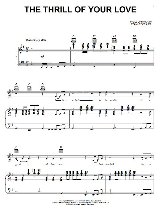 Elvis Presley The Thrill Of Your Love Sheet Music Notes & Chords for Piano, Vocal & Guitar (Right-Hand Melody) - Download or Print PDF
