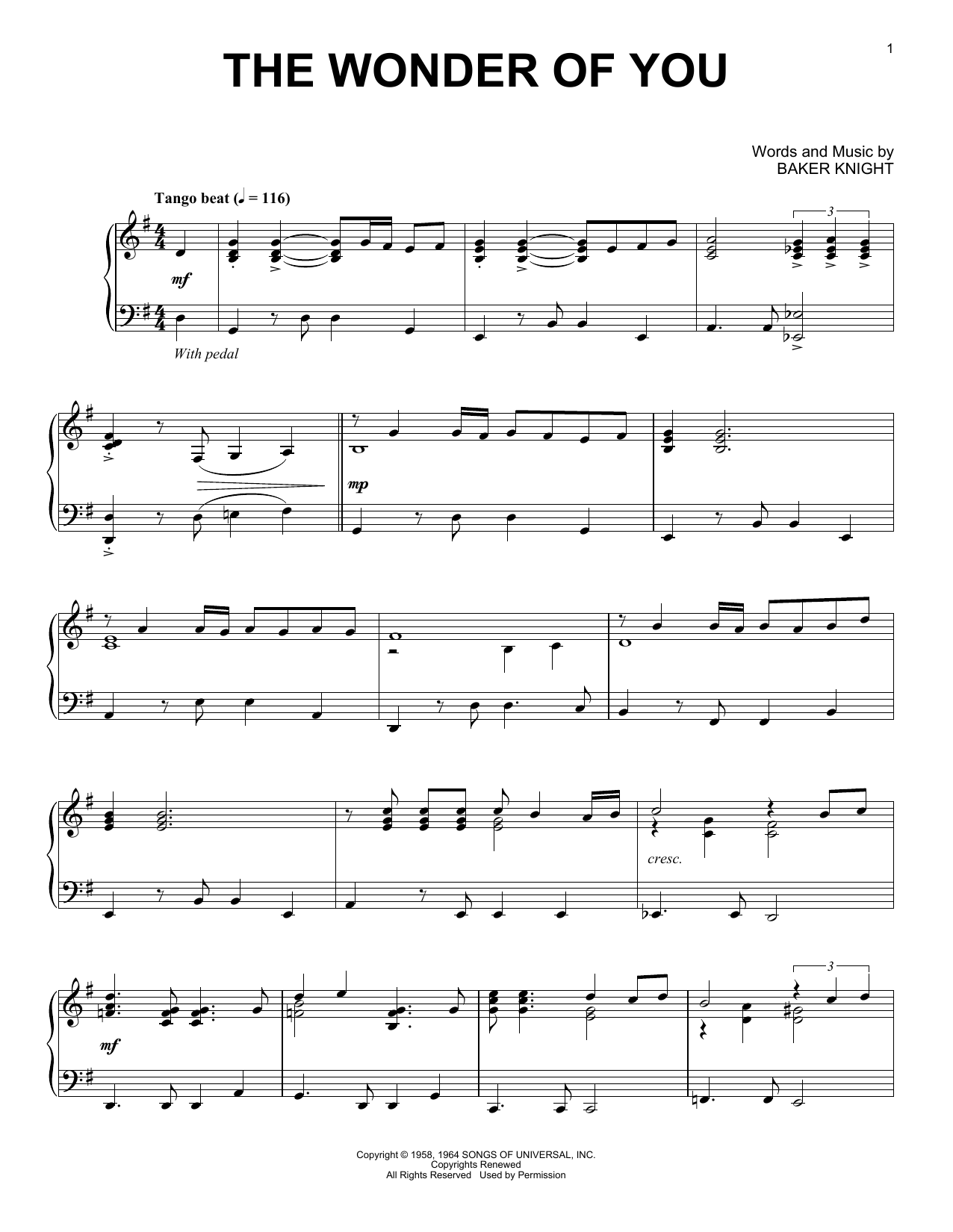 Elvis Presley The Wonder Of You [Jazz version] Sheet Music Notes & Chords for Piano Solo - Download or Print PDF