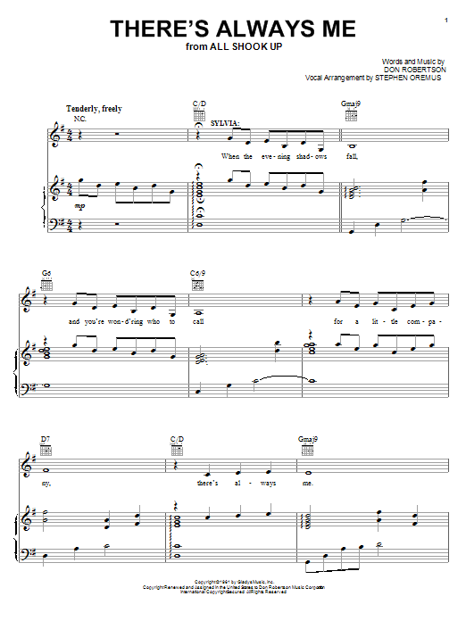 Elvis Presley There's Always Me Sheet Music Notes & Chords for Piano, Vocal & Guitar (Right-Hand Melody) - Download or Print PDF