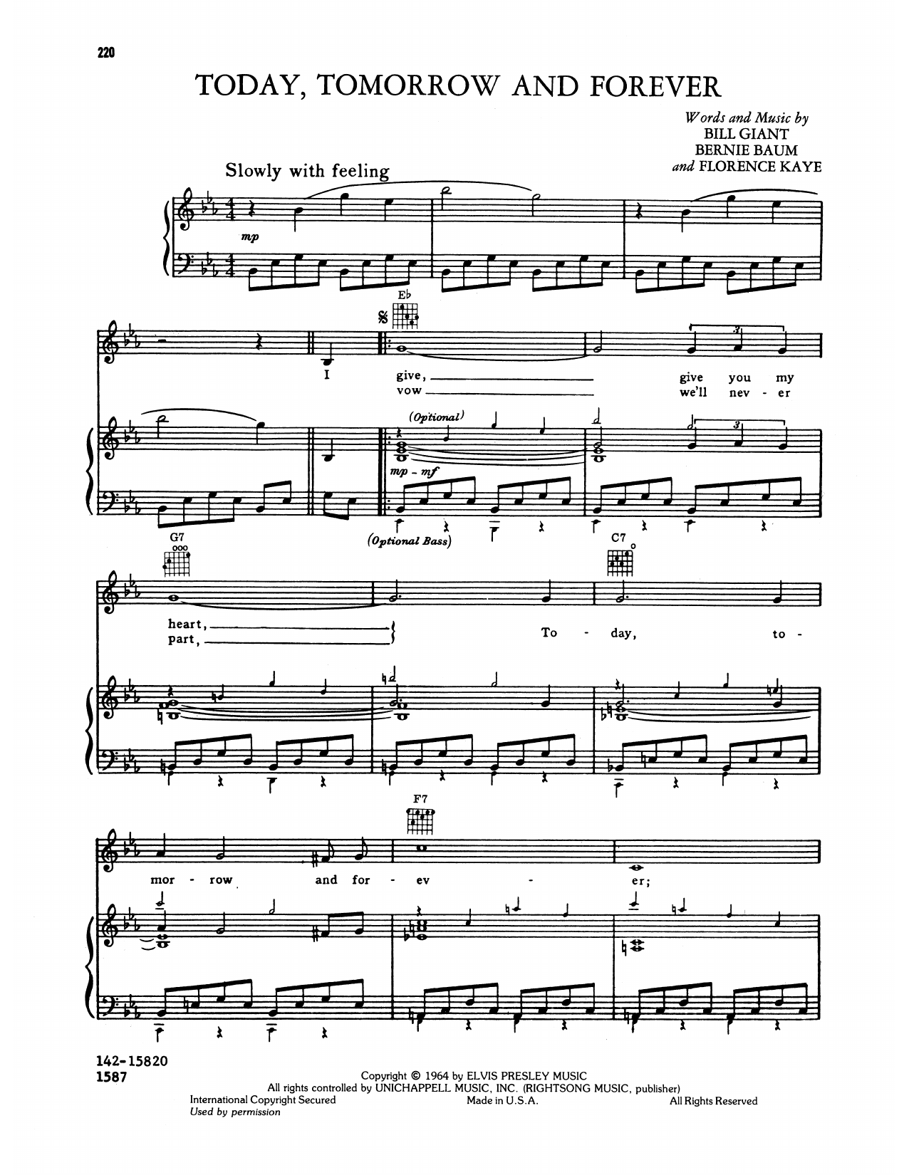 Elvis Presley Today, Tomorrow And Forever Sheet Music Notes & Chords for Piano, Vocal & Guitar Chords (Right-Hand Melody) - Download or Print PDF Elvis Presley Today, Tomorrow And Forever Sheet Music Notes & Chords for Piano, Vocal & Guitar Chords (Right-Hand Melody) - Download or Print PDF