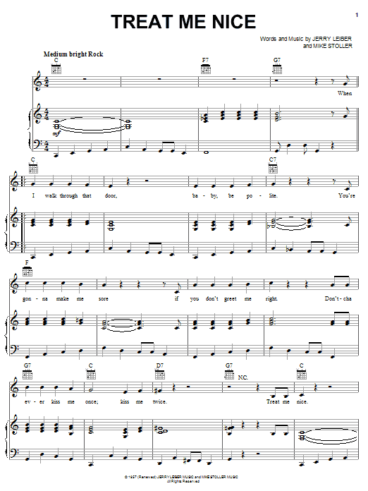 Elvis Presley Treat Me Nice Sheet Music Notes & Chords for Voice - Download or Print PDF