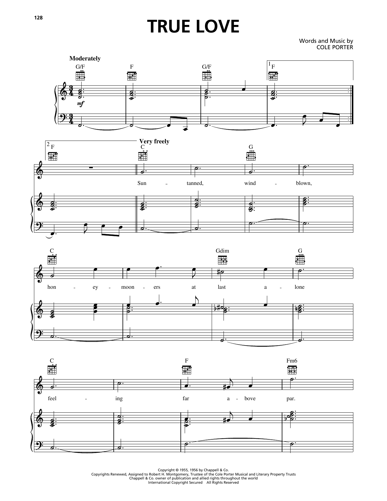 Elvis Presley True Love (from High Society) Sheet Music Notes & Chords for Piano, Vocal & Guitar Chords (Right-Hand Melody) - Download or Print PDF