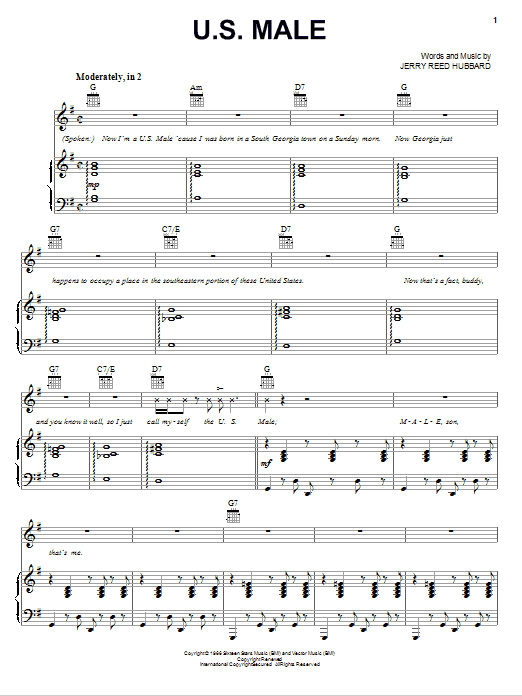 Elvis Presley U.S. Male Sheet Music Notes & Chords for Piano, Vocal & Guitar (Right-Hand Melody) - Download or Print PDF