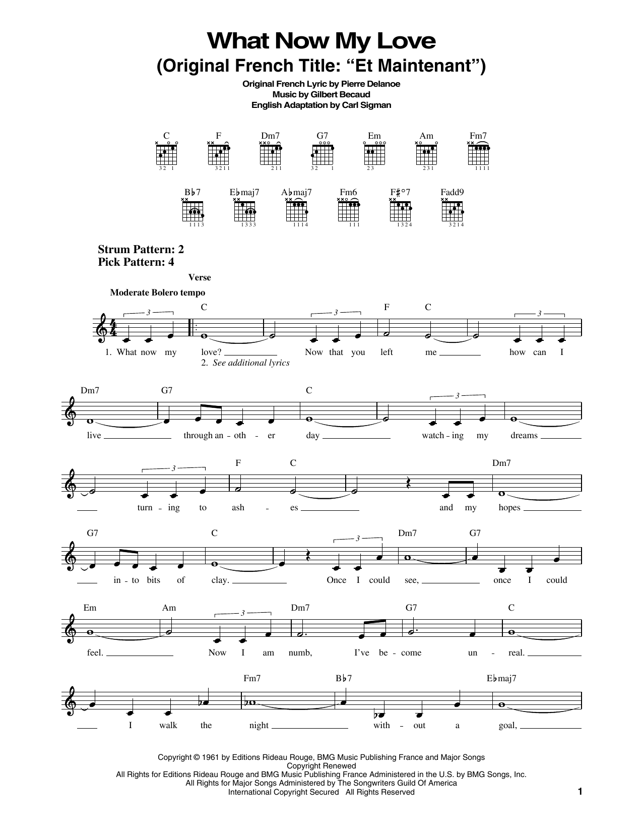 Elvis Presley What Now My Love Sheet Music Notes & Chords for Easy Guitar - Download or Print PDF
