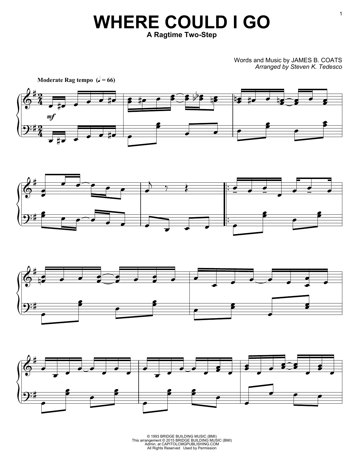 Elvis Presley Where Could I Go [Ragtime version] Sheet Music Notes & Chords for Piano - Download or Print PDF