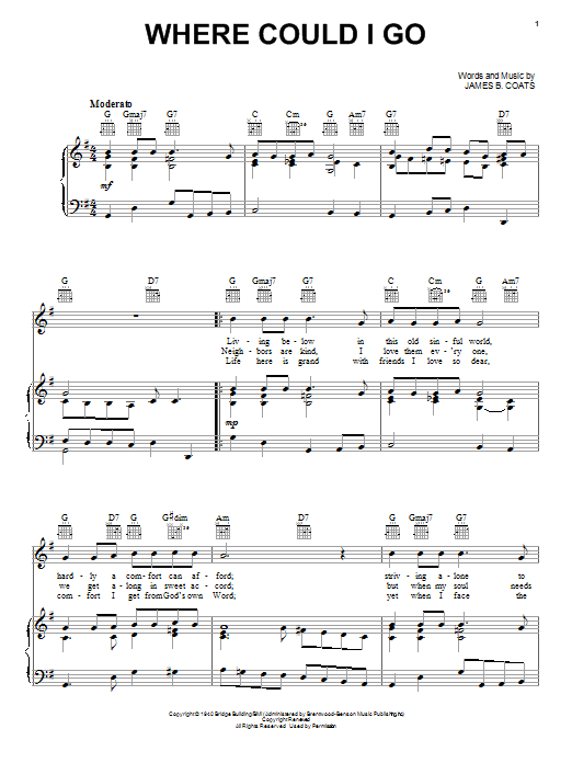 Elvis Presley Where Could I Go Sheet Music Notes & Chords for Easy Piano - Download or Print PDF