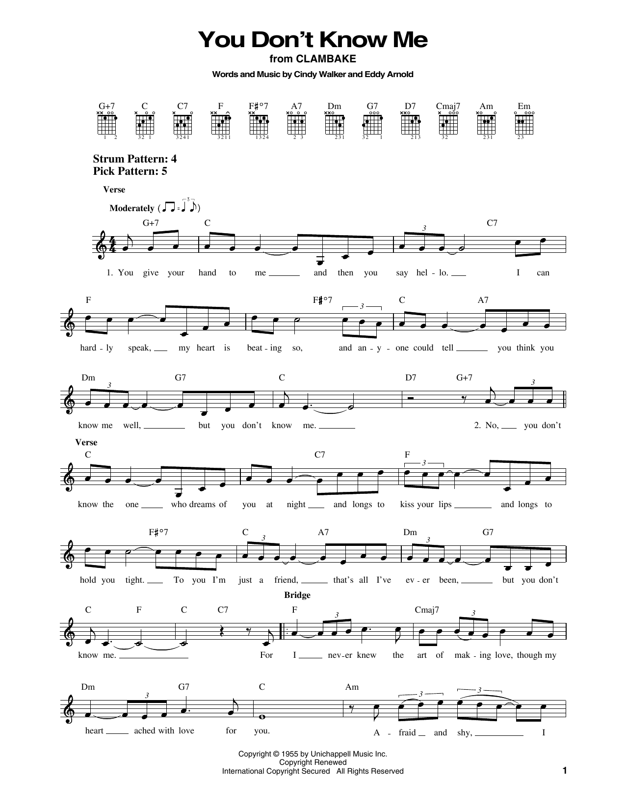 Elvis Presley You Don't Know Me Sheet Music Notes & Chords for Easy Guitar - Download or Print PDF