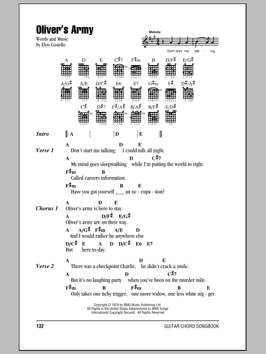Oliver's Army sheet music