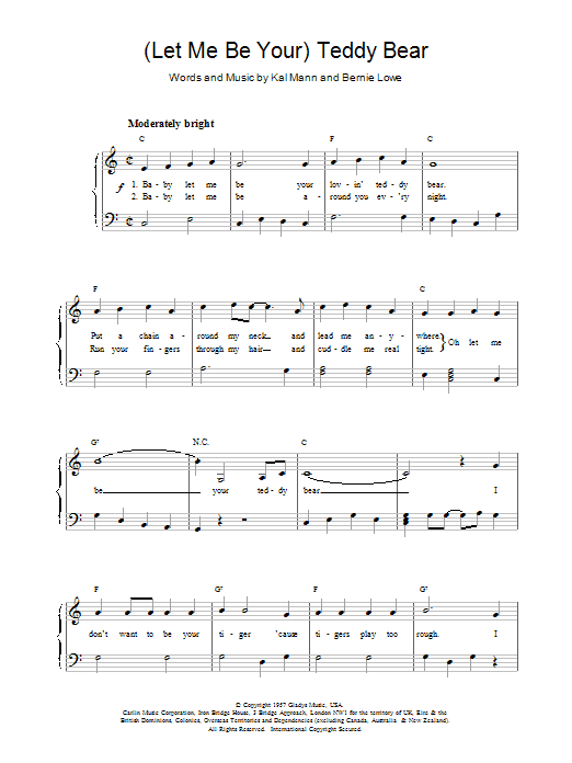 (Let Me Be Your) Teddy Bear sheet music