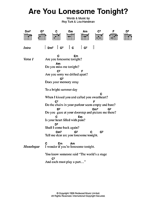 Are You Lonesome Tonight? sheet music