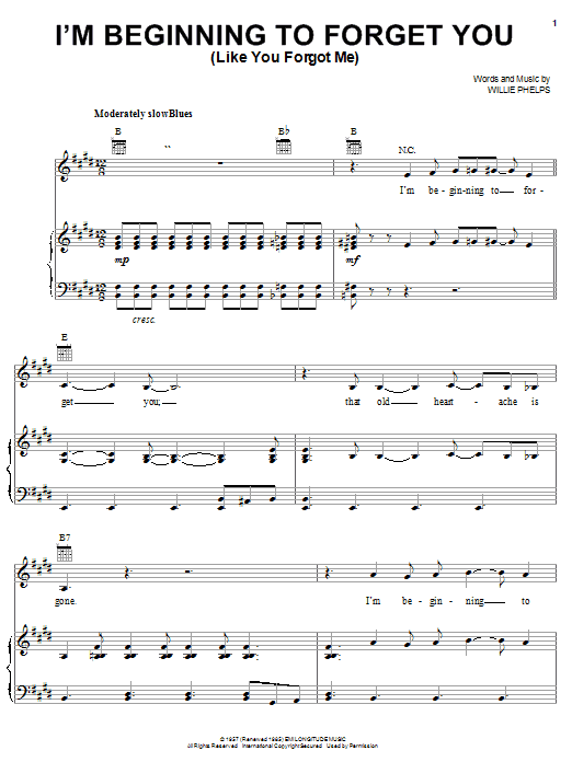 Preview Elvis Presley I'm Beginning To Forget You (Like You Forgot Me) Pop sheet music, notes and chords for Piano, Vocal & Guitar (Right-Hand Melody), SKU: 21918 I'm Beginning To Forget You (Like You Forgot Me) sheet music