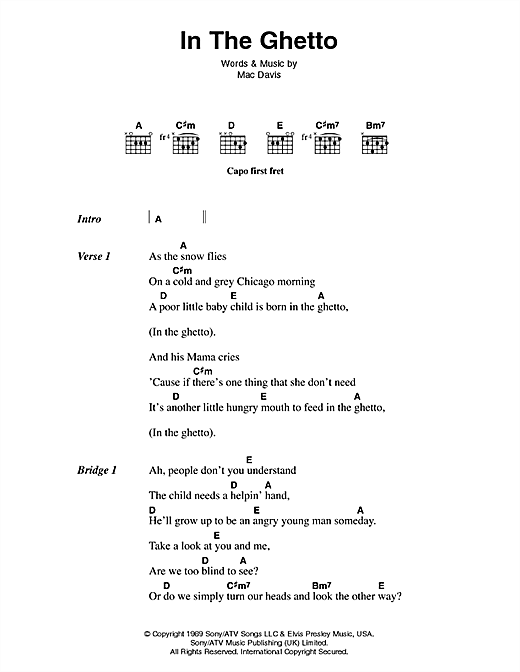 Elvis Presley In The Ghetto Sheet Music Notes & Chords for Ukulele - Download or Print PDF