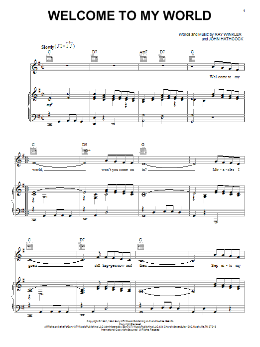 Elvis Presley Welcome To My World Sheet Music Download Pdf Score 52646