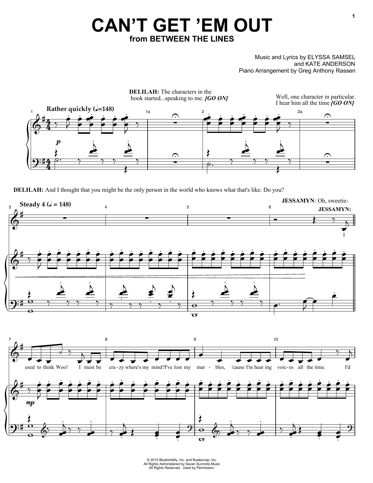 Elyssa Samsel & Kate Anderson Can't Get 'Em Out (from Between The Lines) Sheet Music Notes & Chords for Piano & Vocal - Download or Print PDF