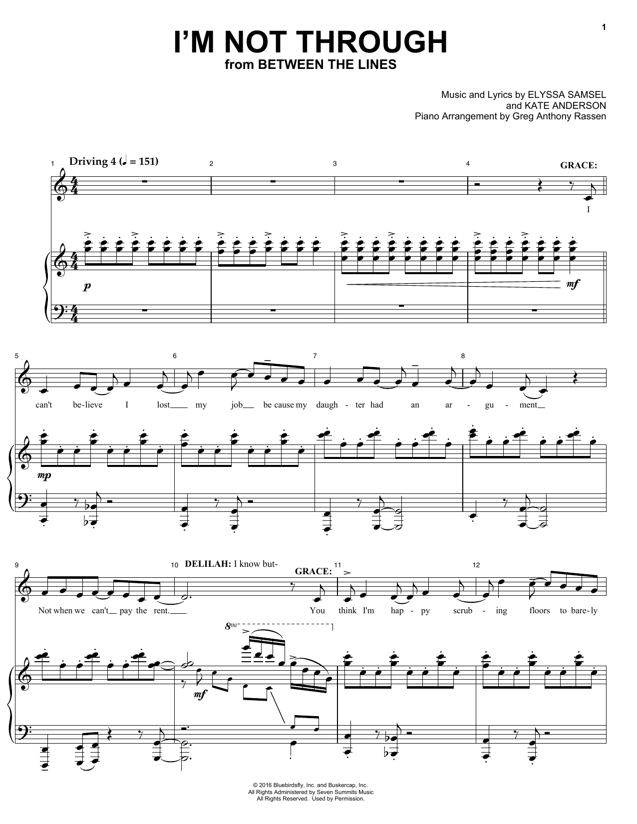 Elyssa Samsel & Kate Anderson I'm Not Through (from Between The Lines) Sheet Music Notes & Chords for Piano & Vocal - Download or Print PDF