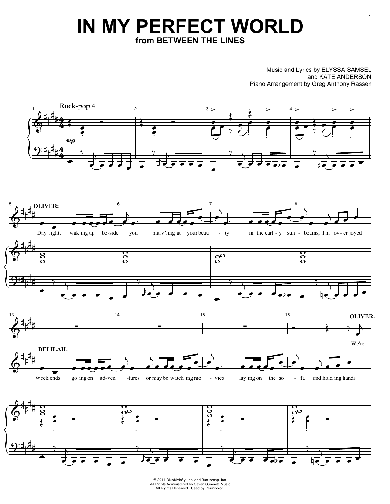 Elyssa Samsel & Kate Anderson In My Perfect World (from Between The Lines) Sheet Music Notes & Chords for Piano & Vocal - Download or Print PDF