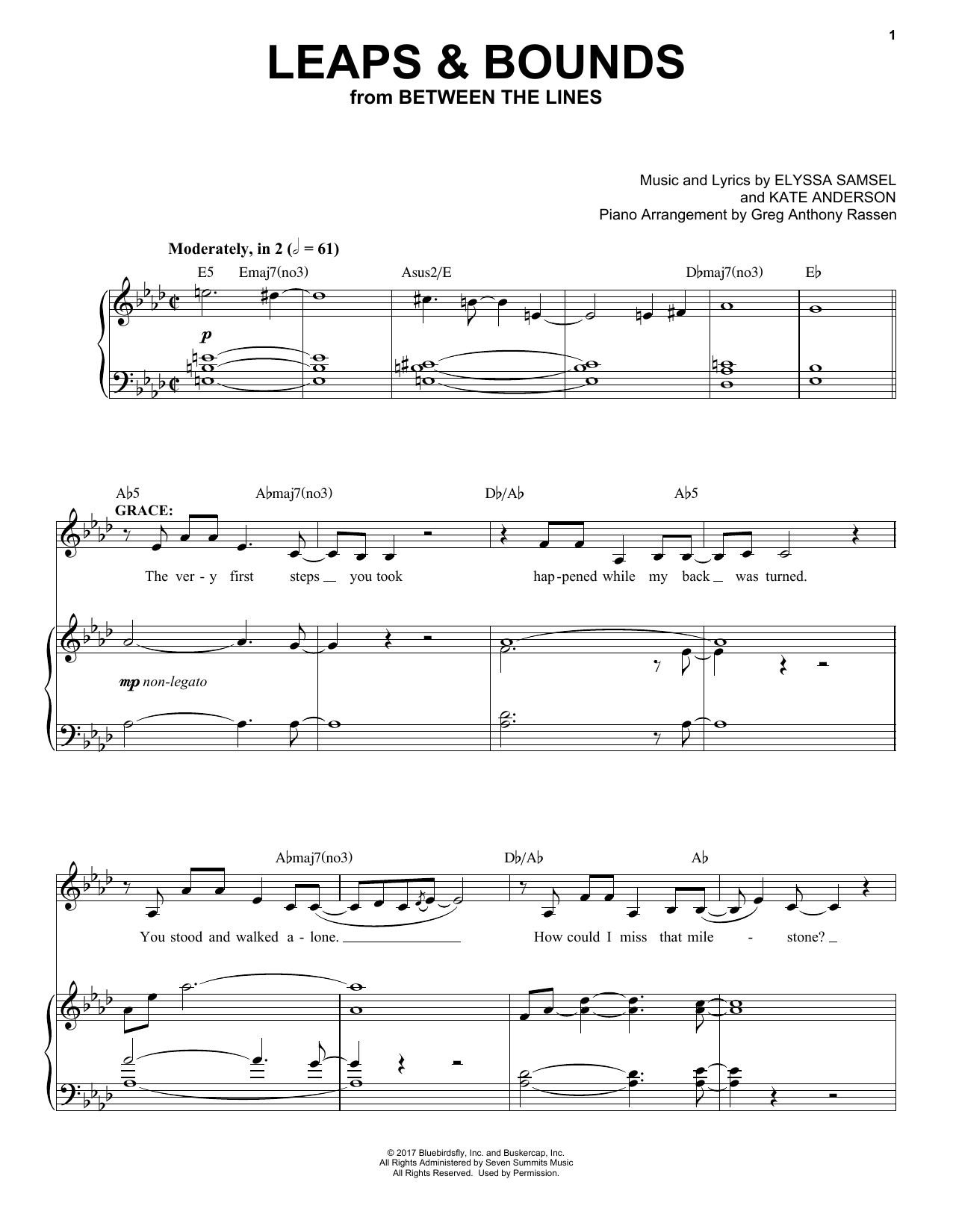 Elyssa Samsel & Kate Anderson Leaps & Bounds (from Between The Lines) Sheet Music Notes & Chords for Piano & Vocal - Download or Print PDF