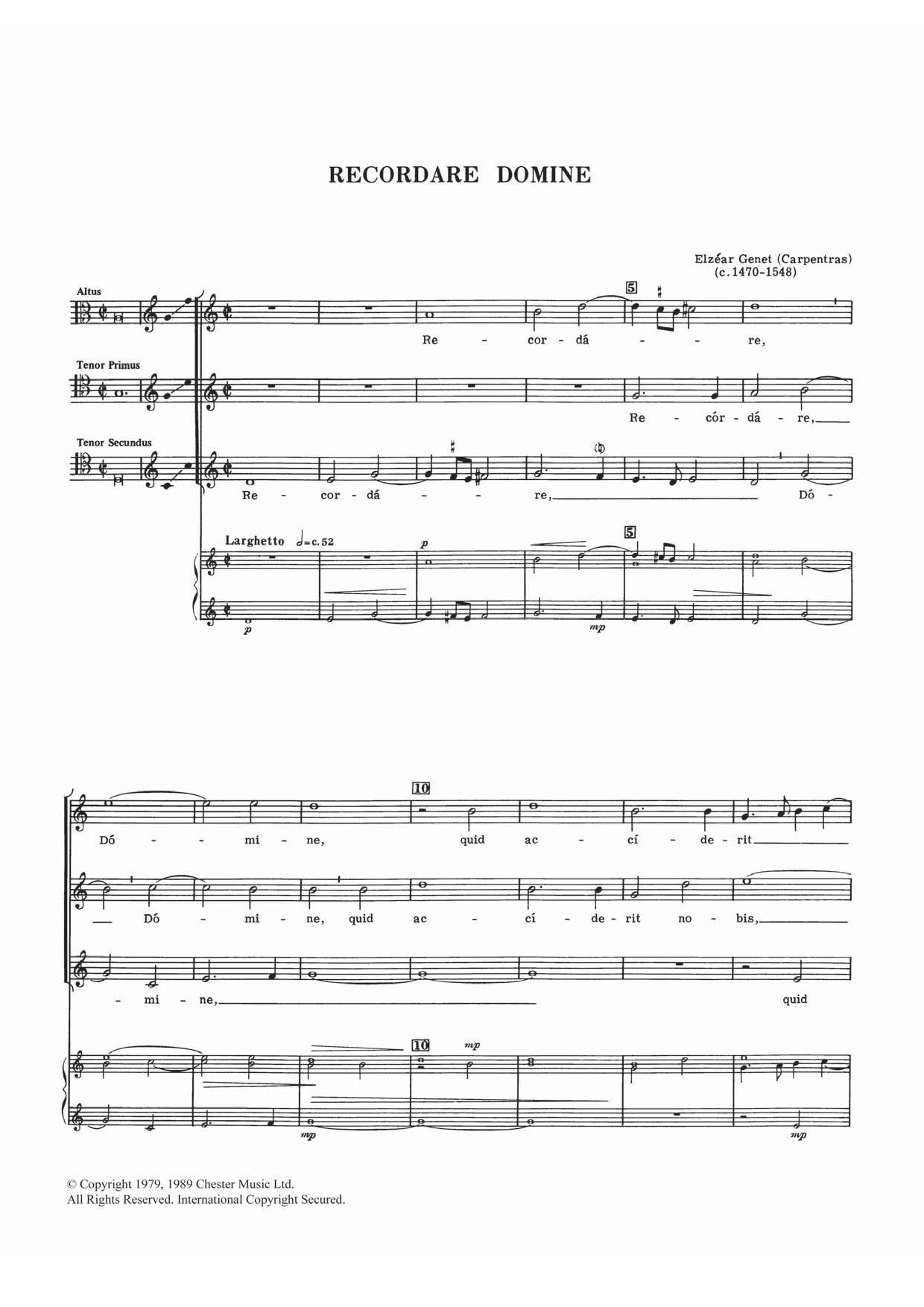 Elzear Genet Recordare Domine Sheet Music Notes & Chords for Choral ATT - Download or Print PDF