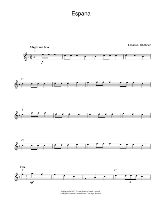 Preview Emanuel Chabrier España Classical sheet music, notes and chords for Melody Line & Chords, SKU: 14034 España sheet music