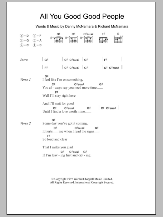 Embrace All You Good Good People Sheet Music Notes & Chords for Lyrics & Chords - Download or Print PDF