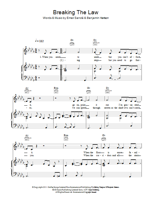 Emeli Sandé Breaking The Law Sheet Music Notes & Chords for Easy Piano - Download or Print PDF