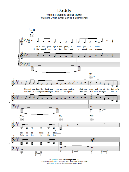 Emeli Sandé Daddy Sheet Music Notes & Chords for Easy Piano - Download or Print PDF