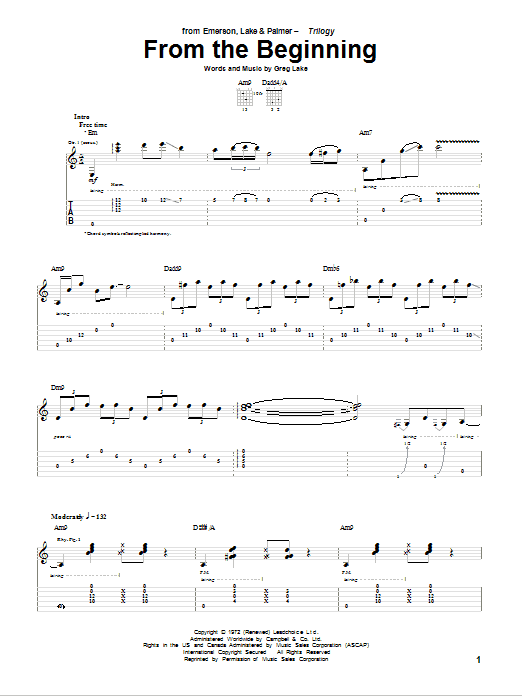 Emerson, Lake & Palmer From The Beginning Sheet Music Notes & Chords for Easy Piano - Download or Print PDF