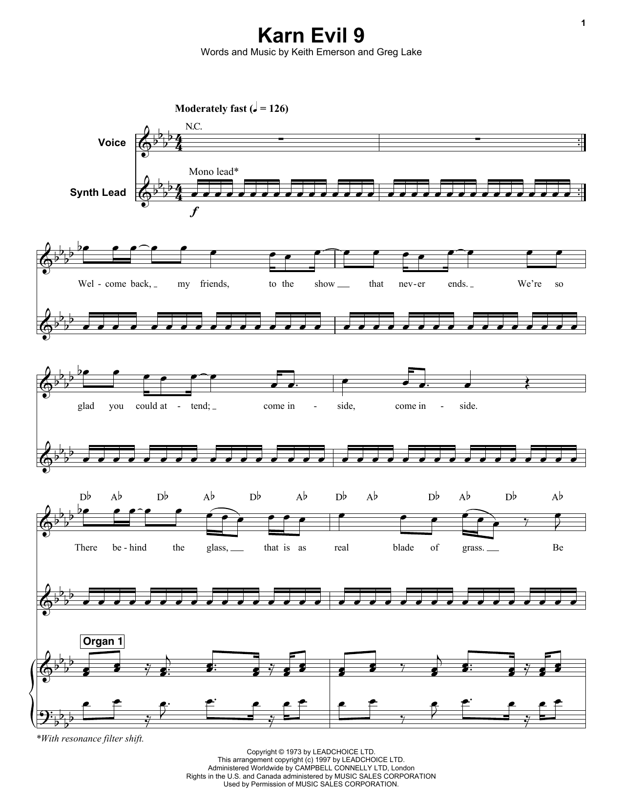 Emerson, Lake & Palmer Karn Evil 9 (First Impression) Sheet Music Notes & Chords for Keyboard Transcription - Download or Print PDF