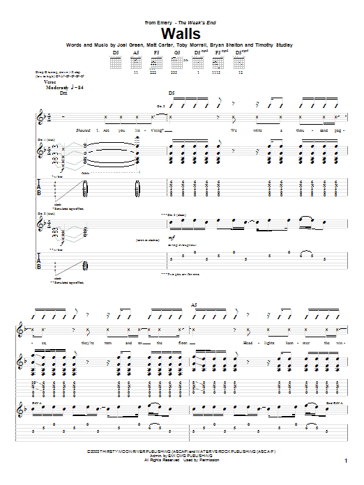 Emery Walls Sheet Music Notes & Chords for Guitar Tab - Download or Print PDF