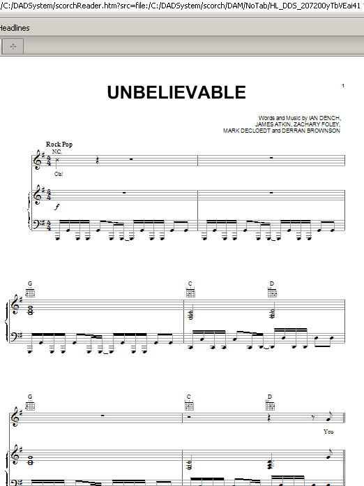EMF Unbelievable Sheet Music Notes & Chords for Piano, Vocal & Guitar - Download or Print PDF