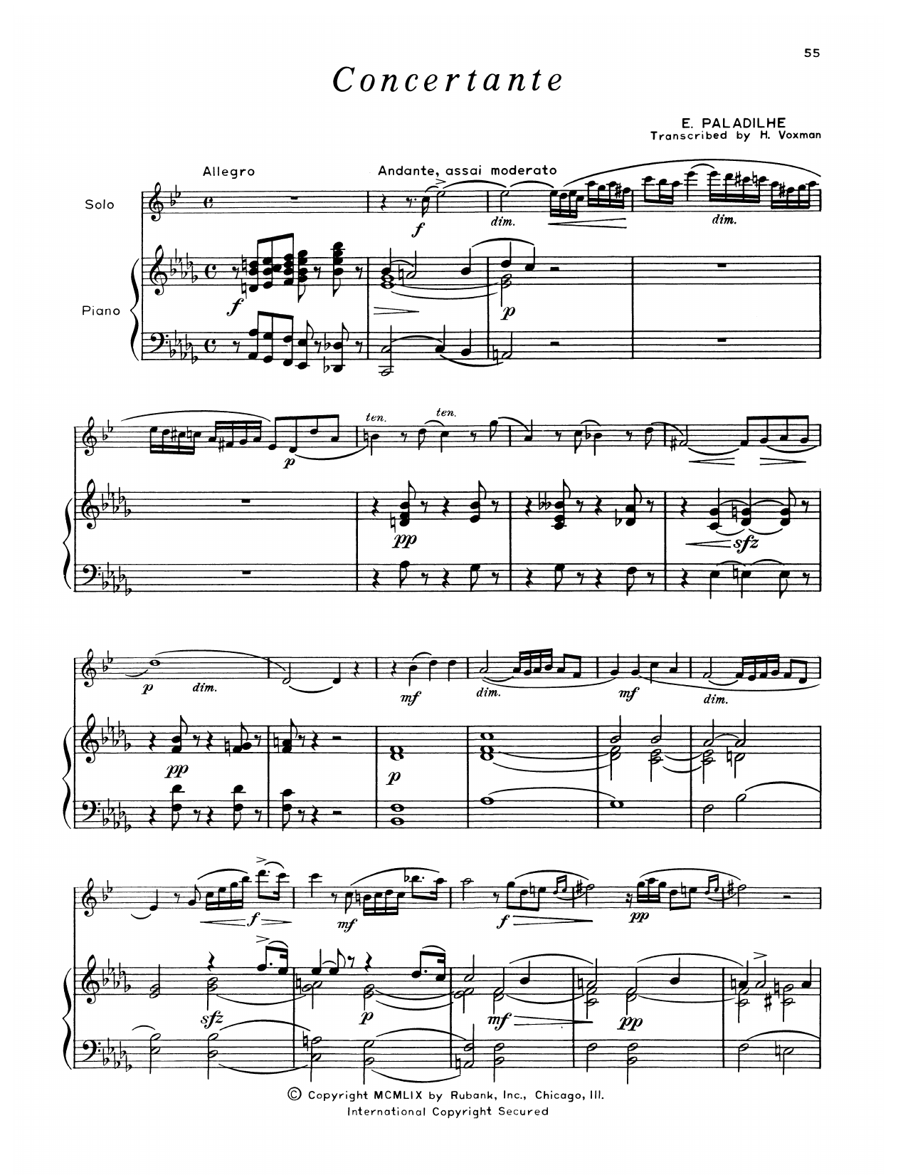 Emile Paladilhe Concertante Sheet Music Notes & Chords for Alto Sax and Piano - Download or Print PDF