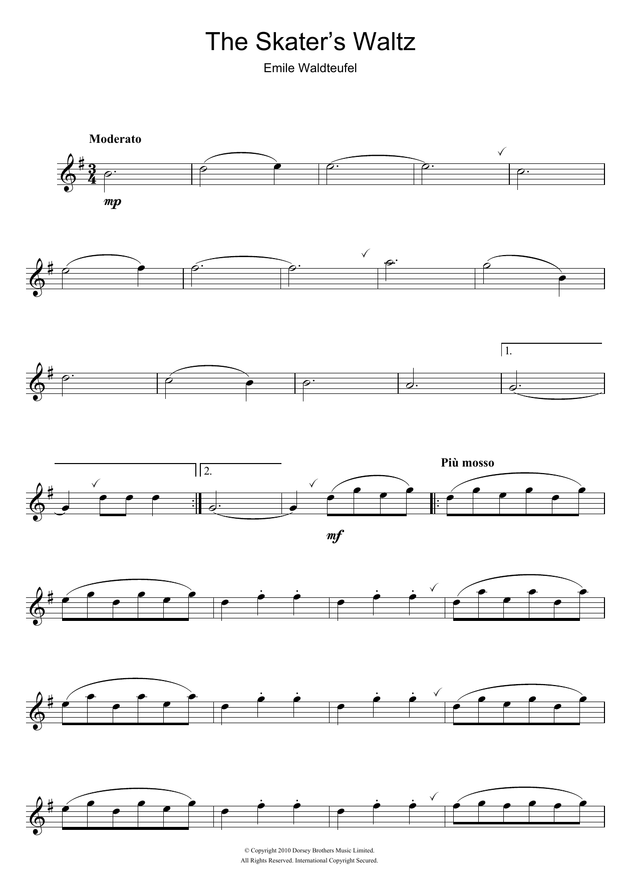 Emile Waldteufel The Skater's Waltz Sheet Music Notes & Chords for Alto Saxophone - Download or Print PDF