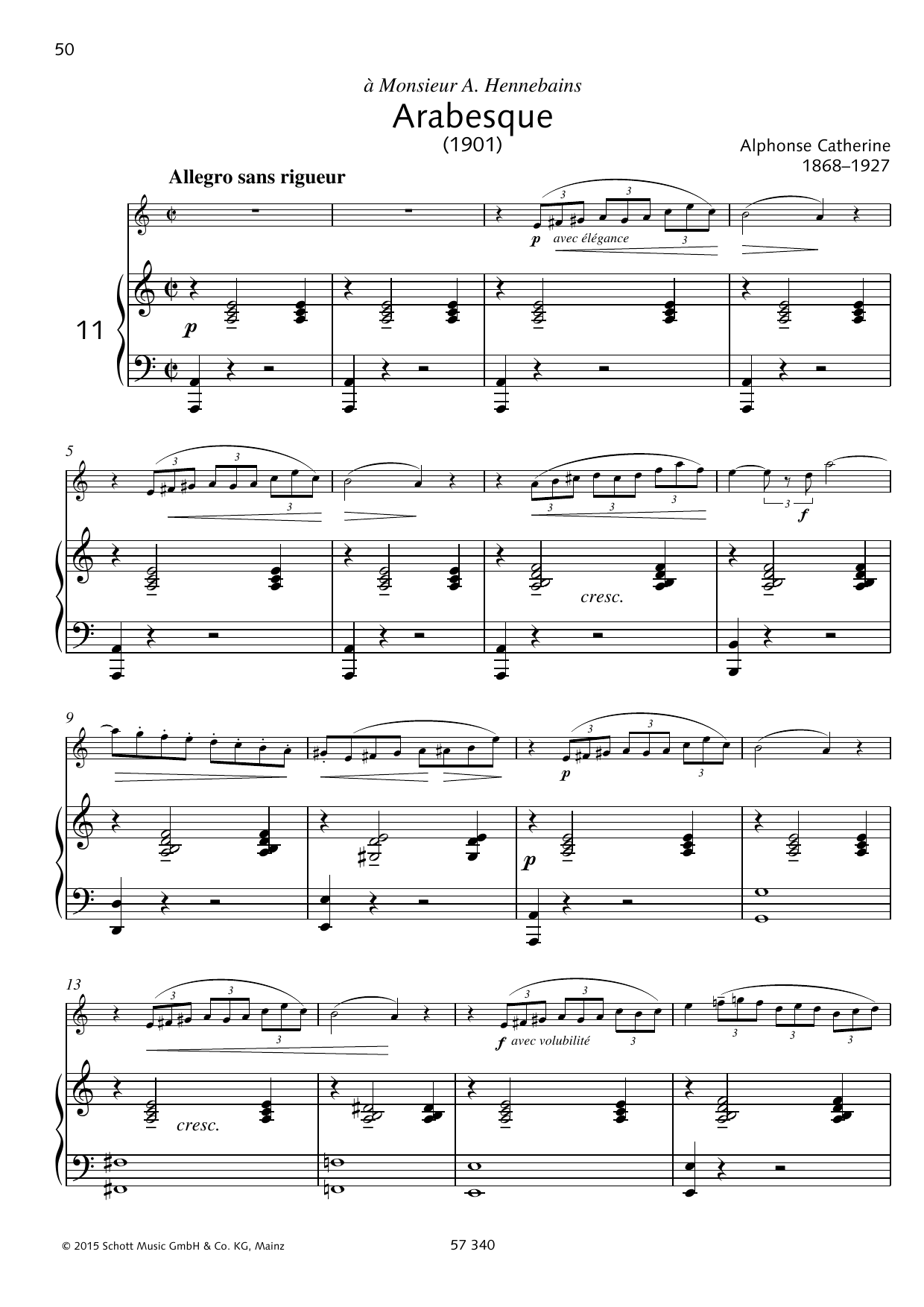 Preview Emile Pessard Arabesque Classical sheet music, notes and chords for Woodwind Solo, SKU: 363937 Arabesque sheet music