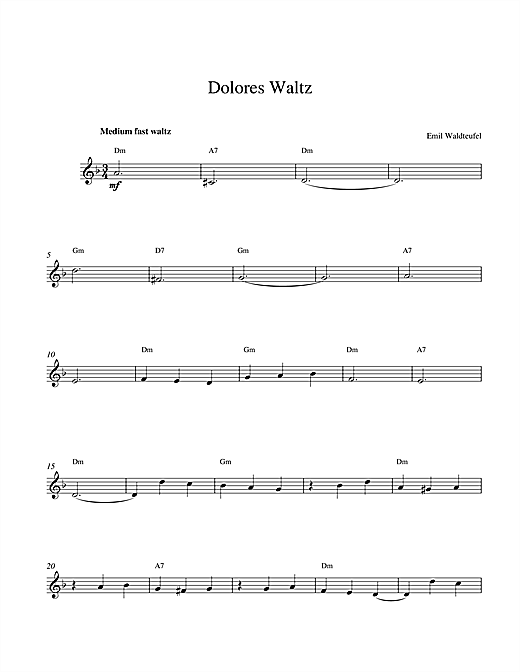 Preview Emile Waldteufel Dolores Waltz Classical sheet music, notes and chords for Melody Line & Chords, SKU: 14023 Dolores Waltz sheet music