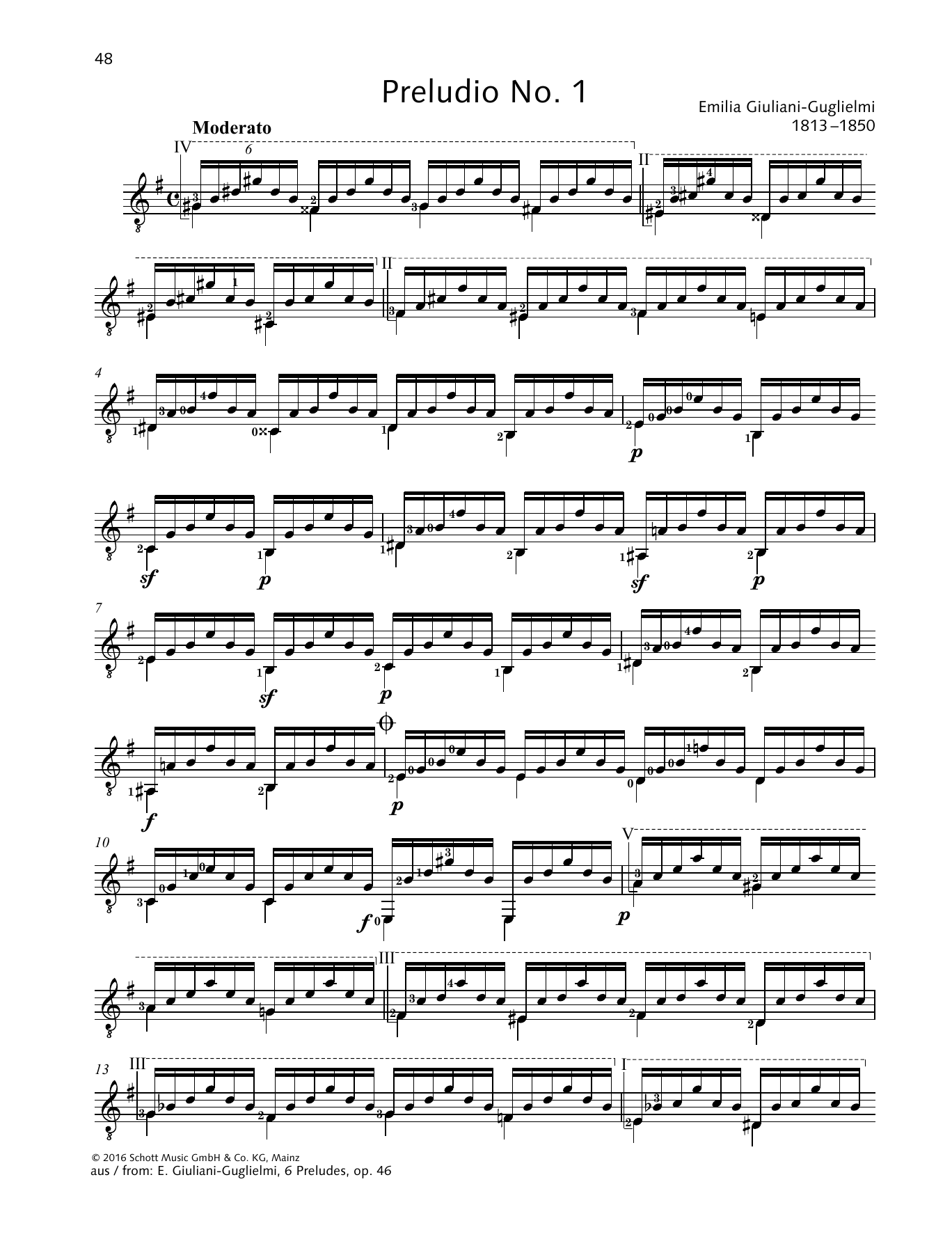Emilia Giuliani Preludio No. 1 Sheet Music Notes & Chords for Solo Guitar - Download or Print PDF