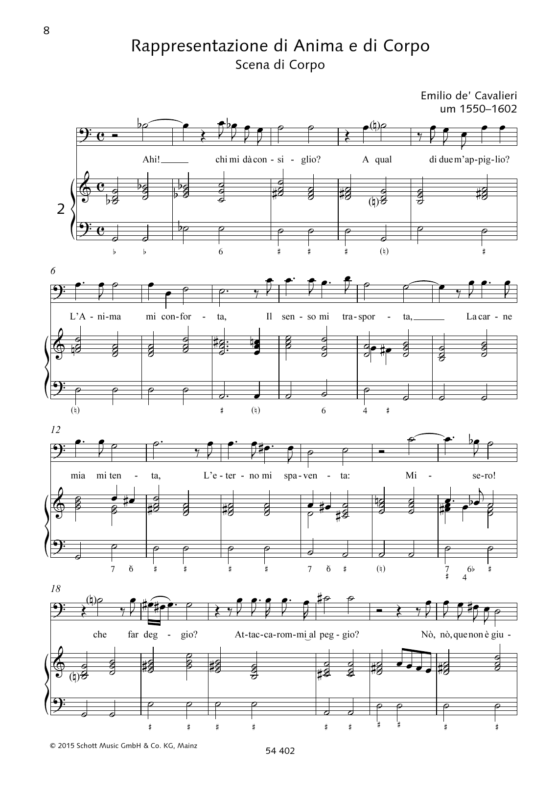 Emilio de Cavalieri Ahi! Chi mi dà consiglio Sheet Music Notes & Chords for Piano & Vocal - Download or Print PDF