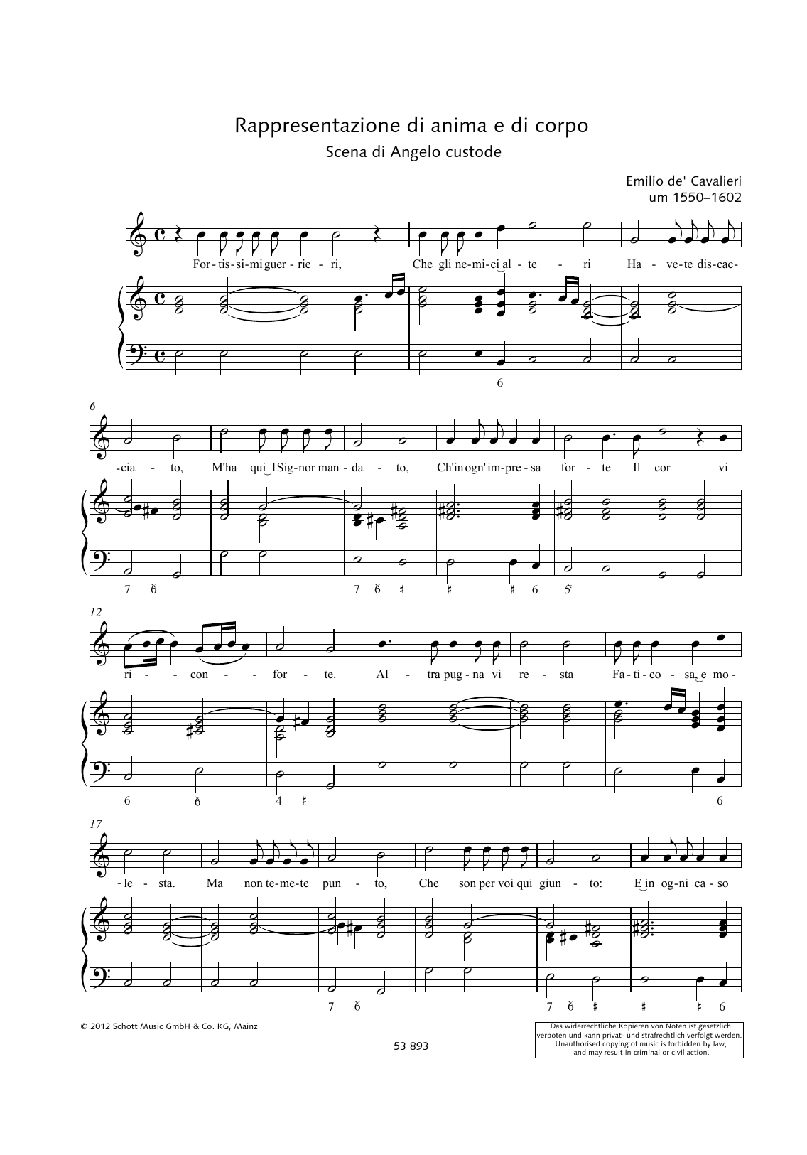 Emilio de Cavalieri Fortissimi guerrieri Sheet Music Notes & Chords for Piano & Vocal - Download or Print PDF